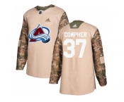 Men Adidas Colorado Avalanche #37 J.T. Compher Camo Authentic 2017 Veterans Day Stitched NHL Jersey