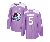 Men Adidas Colorado Avalanche #5 Rob Ramage Purple Authentic Fights Cancer Stitched NHL Jersey