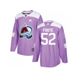 Men Adidas Colorado Avalanche #52 Adam Foote Purple Authentic Fights Cancer Stitched NHL Jersey