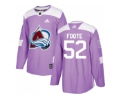 Men Adidas Colorado Avalanche #52 Adam Foote Purple Authentic Fights Cancer Stitched NHL Jersey