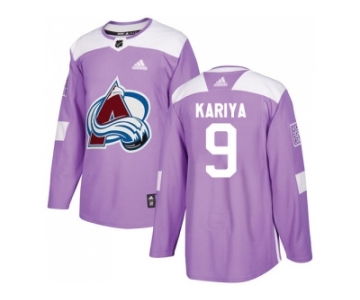 Men Adidas Colorado Avalanche #9 Paul Kariya Purple Authentic Fights Cancer Stitched NHL Jersey