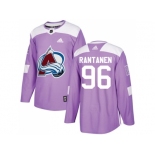 Men Adidas Colorado Avalanche #96 Mikko Rantanen Purple Authentic Fights Cancer Stitched NHL Jersey