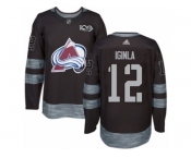 Men's Adidas Colorado Avalanche #12 Jarome Iginla Authentic Black 1917-2017 100th Anniversary NHL Jersey