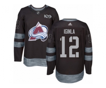 Men's Adidas Colorado Avalanche #12 Jarome Iginla Authentic Black 1917-2017 100th Anniversary NHL Jersey