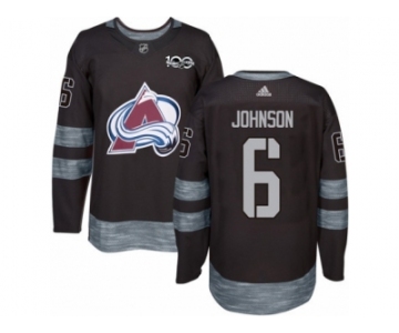 Men's Adidas Colorado Avalanche #6 Erik Johnson Authentic Black 1917-2017 100th Anniversary NHL Jersey