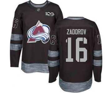 Men's Avalanche #16 Nikita Zadorov Black 1917-2017 100th Anniversary Stitched Hockey Jersey