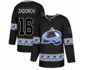 Men's Avalanche #16 Nikita Zadorov Black Team Logo Fashion Stitched Hockey Jersey