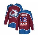 Men's Avalanche #16 Nikita Zadorov Burgundy Home USA Flag Stitched Hockey Jersey