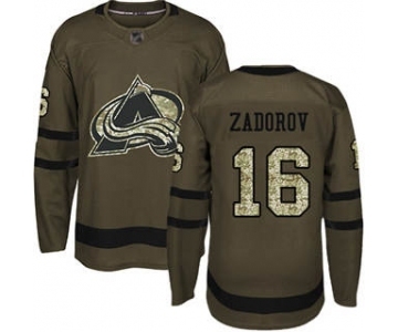 Men's Avalanche #16 Nikita Zadorov Green Salute to Service Stitched Hockey Jersey