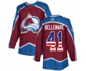 Men's Avalanche #41 Pierre-Edouard Bellemare Burgundy Home Authentic USA Flag Stitched Hockey Jersey