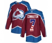 Men's Avalanche #7 Kevin Connauton Burgundy Home Authentic USA Flag Stitched Hockey Jersey