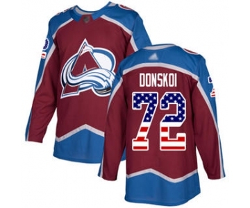 Men's Avalanche #72 Joonas Donskoi Burgundy Home Authentic USA Flag Stitched Hockey Jersey