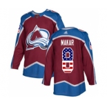 Men's Avalanche #8 Cale Makar Burgundy Home Authentic USA Flag Stitched Hockey Jersey