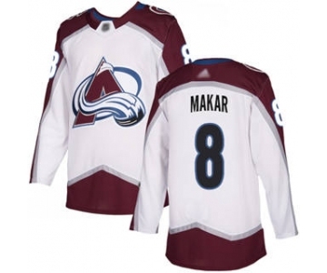 Men's Avalanche #8 Cale Makar White Road Authentic Stitched Hockey Jersey