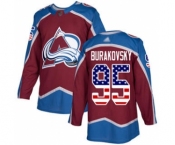 Men's Avalanche #95 Andre Burakovsky Burgundy Home Authentic USA Flag Stitched Hockey Jersey