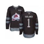 Men's Colorado Avalanche #1 Semyon Varlamov Black 1917-2017 100th Anniversary Stitched NHL Jersey