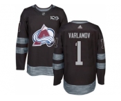 Men's Colorado Avalanche #1 Semyon Varlamov Black 1917-2017 100th Anniversary Stitched NHL Jersey