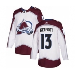 Men's Colorado Avalanche #13 Alexander Kerfoot White Road Stitched Hockey Jersey