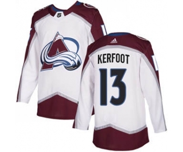 Men's Colorado Avalanche #13 Alexander Kerfoot White Road Stitched Hockey Jersey