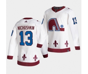 Men's Colorado Avalanche #13 Valeri Nichushkin 2020-21 White Reverse Retro Stitched Jersey