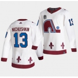 Men's Colorado Avalanche #13 Valeri Nichushkin White 2022 Stanley Cup Final Patch Reverse Retro Stitched Jersey