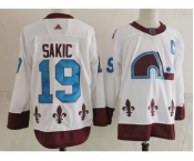 Men's Colorado Avalanche #19 Joe Sakic White 2021 Retro Stitched NHL Jersey