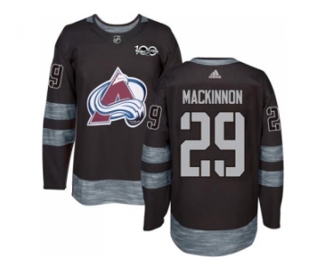 Men's Colorado Avalanche #29 Nathan MacKinnon Black 1917-2017 100th Anniversary Stitched NHL Jersey