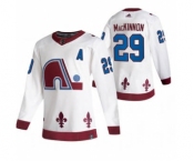 Men's Colorado Avalanche #29 Nathan MacKinnon White 2020-21 Reverse Retro Alternate Hockey Jersey