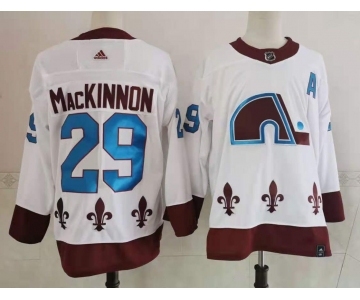 Men's Colorado Avalanche #29 Nathan MacKinnon White 2021 Retro Stitched NHL Jersey