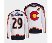 Men's Colorado Avalanche #29 Nathan MacKinnon White 2022-23 Reverse Retro Stitched Jersey