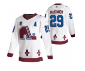 Men's Colorado Avalanche #29 Nathan MacKinnon White 2022 Stanley Cup Final Patch Reverse Retro Stitched Jersey