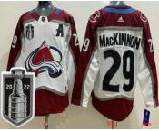 Men's Colorado Avalanche #29 Nathan MacKinnon White 2022 Stanley Cup Stitched Jersey