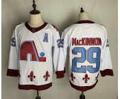 Men's Colorado Avalanche #29 Nathan MacKinnonr Authentic White Away 2021 New Hockey Jersey