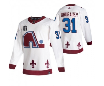 Men's Colorado Avalanche #31 Philipp Grubauer White 2022 Stanley Cup Final Patch Reverse Retro Stitched Jersey