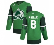 Men's Colorado Avalanche #8 Cale Makar 2020 St. Patrick's Day Stitched Hockey Jersey Green