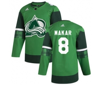 Men's Colorado Avalanche #8 Cale Makar 2020 St. Patrick's Day Stitched Hockey Jersey Green