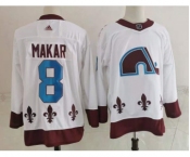 Men's Colorado Avalanche #8 Cale Makar White 2021 Retro Stitched NHL Jersey