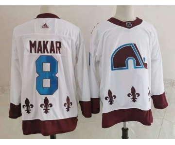 Men's Colorado Avalanche #8 Cale Makar White 2021 Retro Stitched NHL Jersey