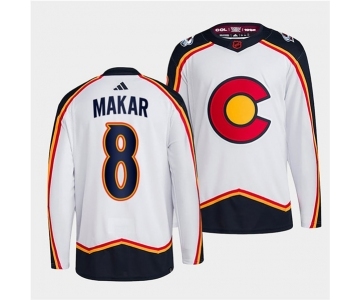 Men's Colorado Avalanche #8 Cale Makar White 2022-23 Reverse Retro Stitched Jersey