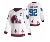 Men's Colorado Avalanche #92 Gabriel Landeskog White 2020-21 Reverse Retro Alternate Hockey Jersey