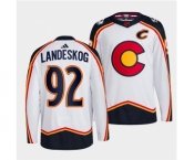 Men's Colorado Avalanche #92 Gabriel Landeskog White 2022-23 Reverse Retro Stitched Jersey