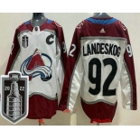 Men's Colorado Avalanche #92 Gabriel Landeskog White 2022 Stanley Cup Stitched Jersey