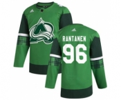 Men's Colorado Avalanche #96 Mikko Rantanen 2020 St. Patrick's Day Stitched Hockey Jersey Green