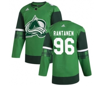 Men's Colorado Avalanche #96 Mikko Rantanen 2020 St. Patrick's Day Stitched Hockey Jersey Green