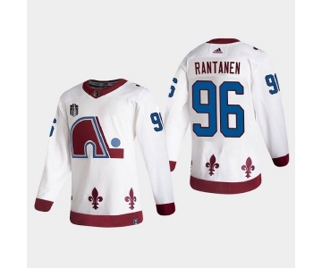 Men's Colorado Avalanche #96 Mikko Rantanen White 2022 Stanley Cup Final Patch Reverse Retro Stitched Jersey