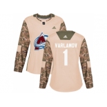 Women Adidas Colorado Avalanche #1 Semyon Varlamov Camo Authentic 2017 Veterans Day Stitched NHL Jersey