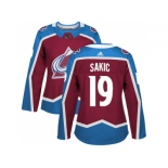 Women Adidas Colorado Avalanche #19 Joe Sakic Burgundy Home Authentic Stitched NHL Jersey