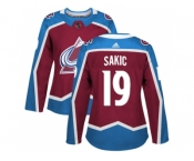 Women Adidas Colorado Avalanche #19 Joe Sakic Burgundy Home Authentic Stitched NHL Jersey