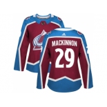 Women Adidas Colorado Avalanche #29 Nathan MacKinnon Burgundy Home Authentic Stitched NHL Jersey