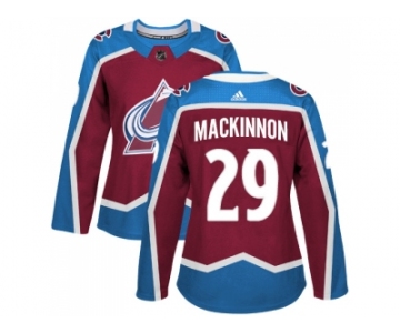 Women Adidas Colorado Avalanche #29 Nathan MacKinnon Burgundy Home Authentic Stitched NHL Jersey